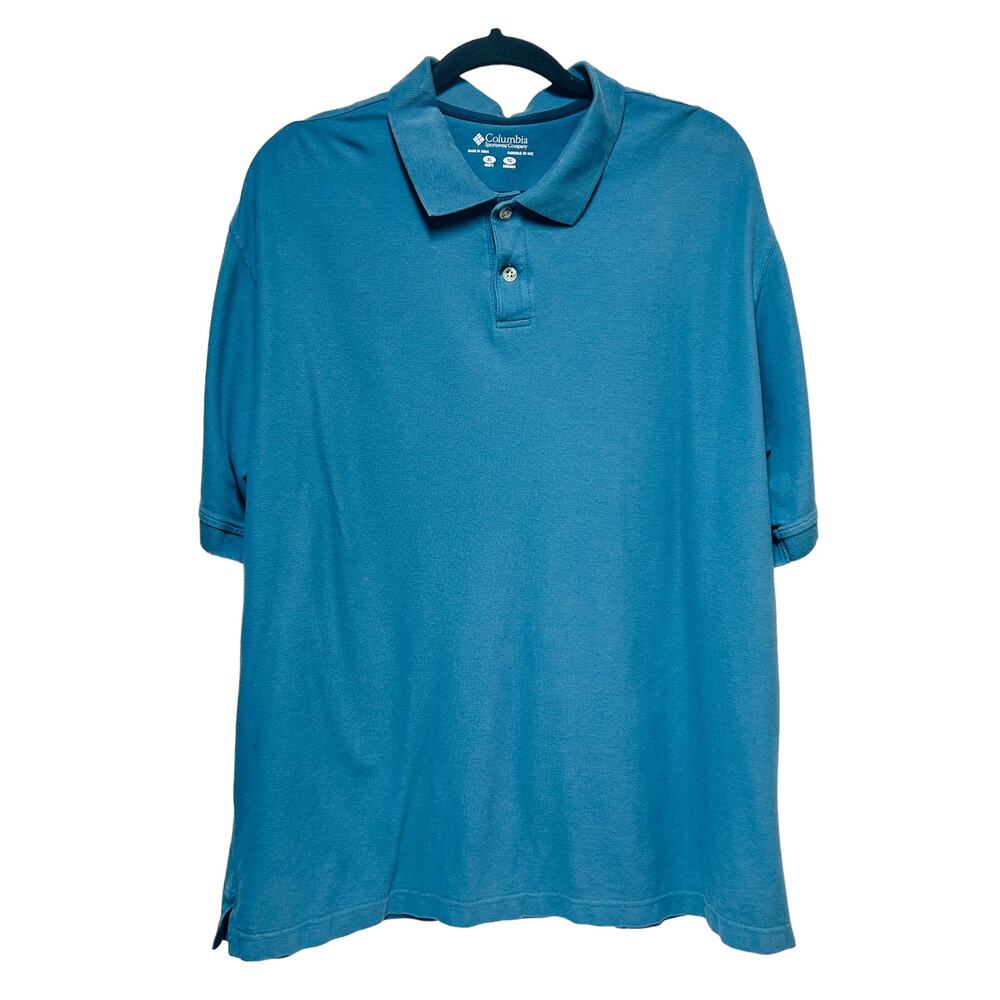 Columbia Mens Short Sleeve Pique Polo Shirt Blue XL
